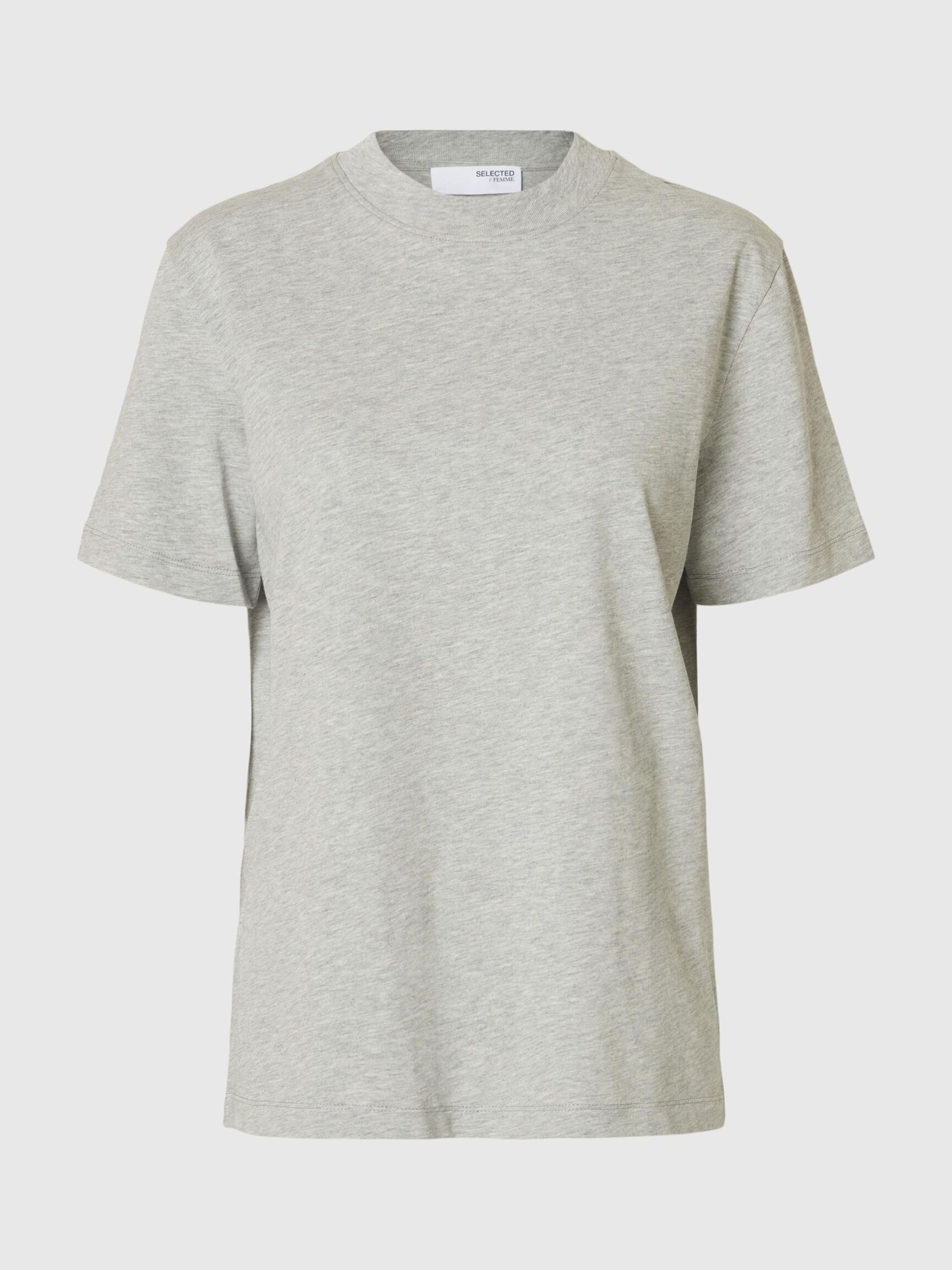 OPSTAANDE KRAAG T-SHIRT, Light Grey Melange, highres