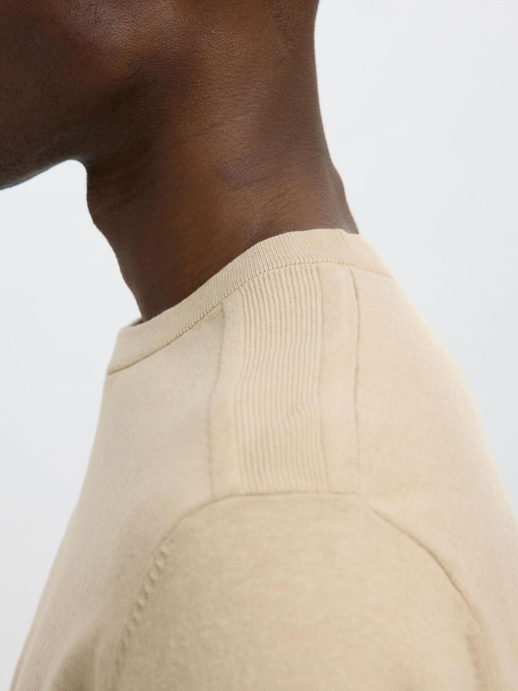100% COTTON KNITTED TOP, Oatmeal, highres