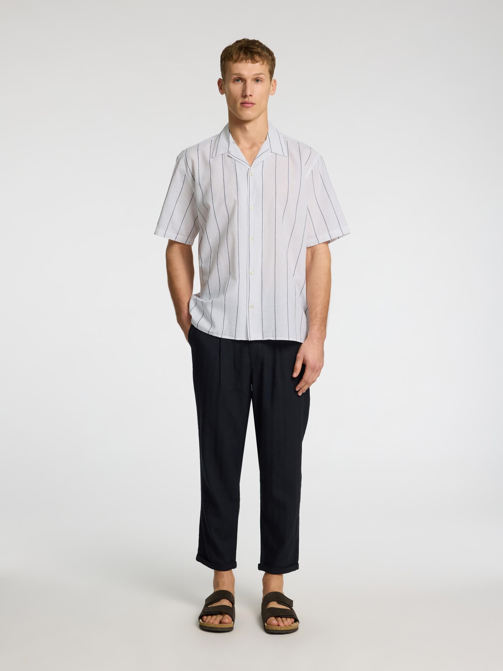 LEINENMIX KURZARMHEMD, White, highres