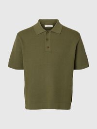 RELAXED FIT POLOHEMD AUS STRICK, Deep Lichen Green, highres
