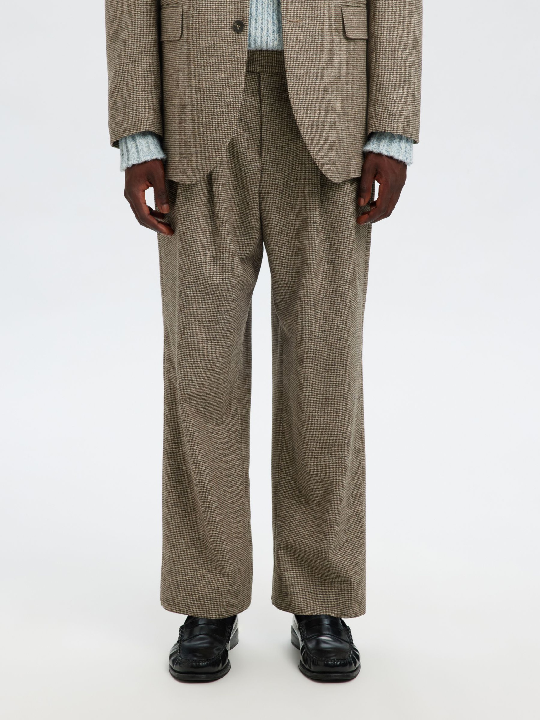 WOOL BLEND SUIT TROUSERS, Morel, highres