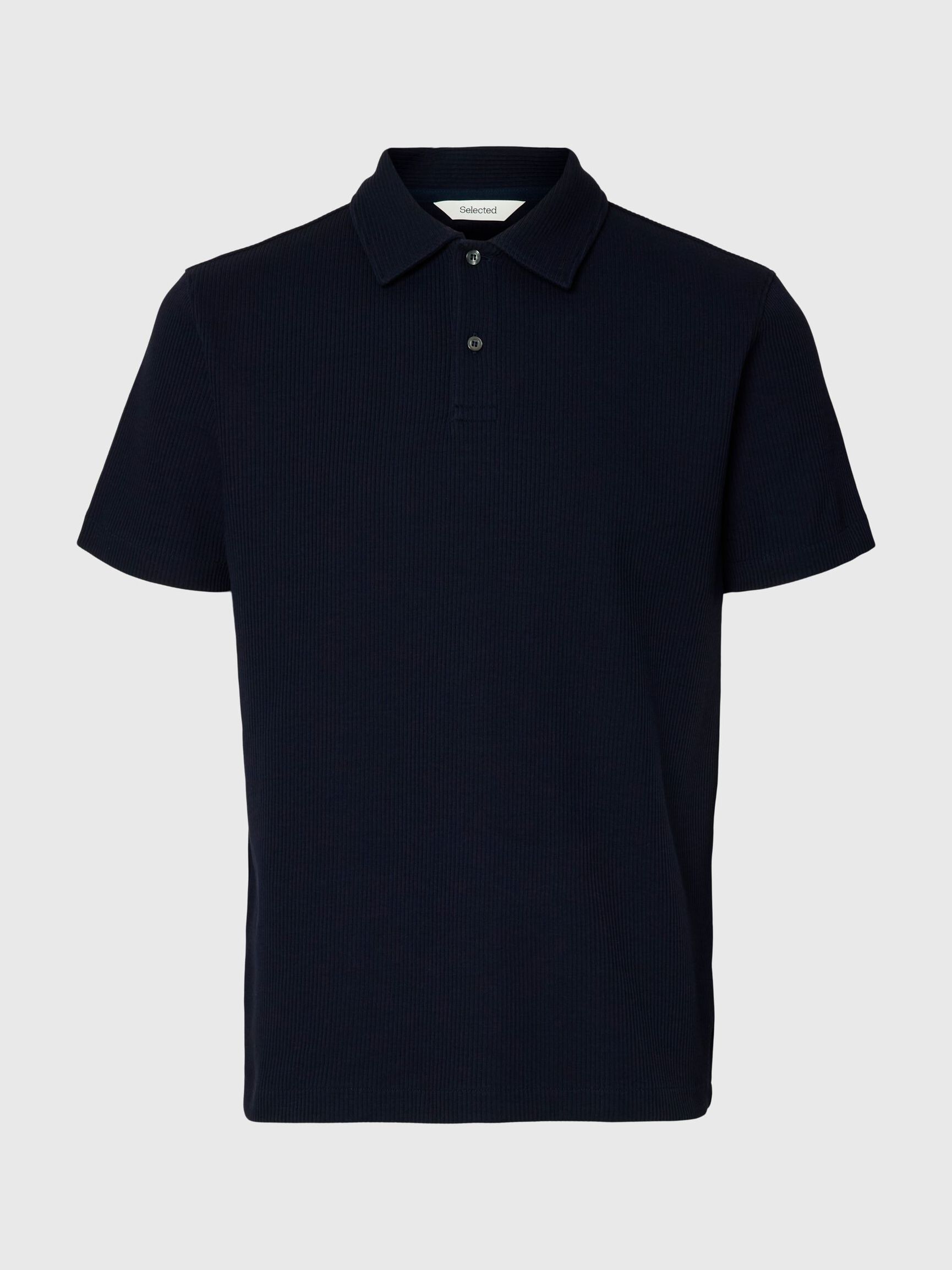 RIBBED POLO SHIRT, Sky Captain, highres