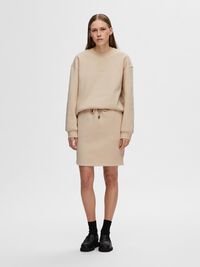 JERSEY MINI SKIRT, Oatmeal, highres
