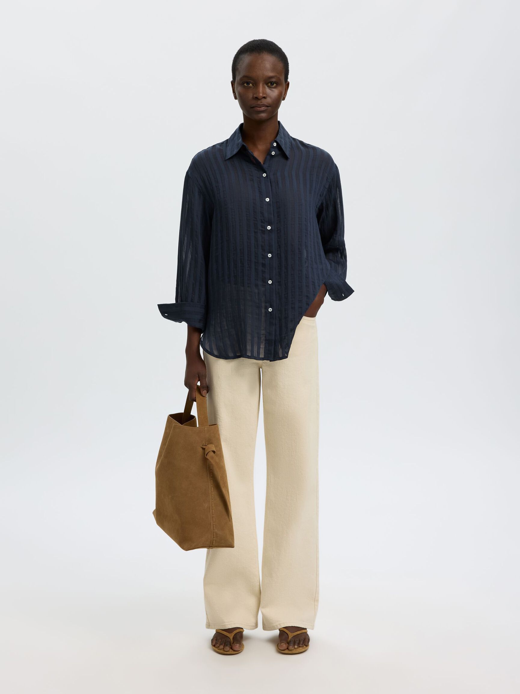 OVERSIZED FIT OVERHEMD MET LANGE MOUWEN, Dark Sapphire, highres