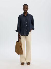 OVERSIZED FIT OVERHEMD MET LANGE MOUWEN, Dark Sapphire, highres