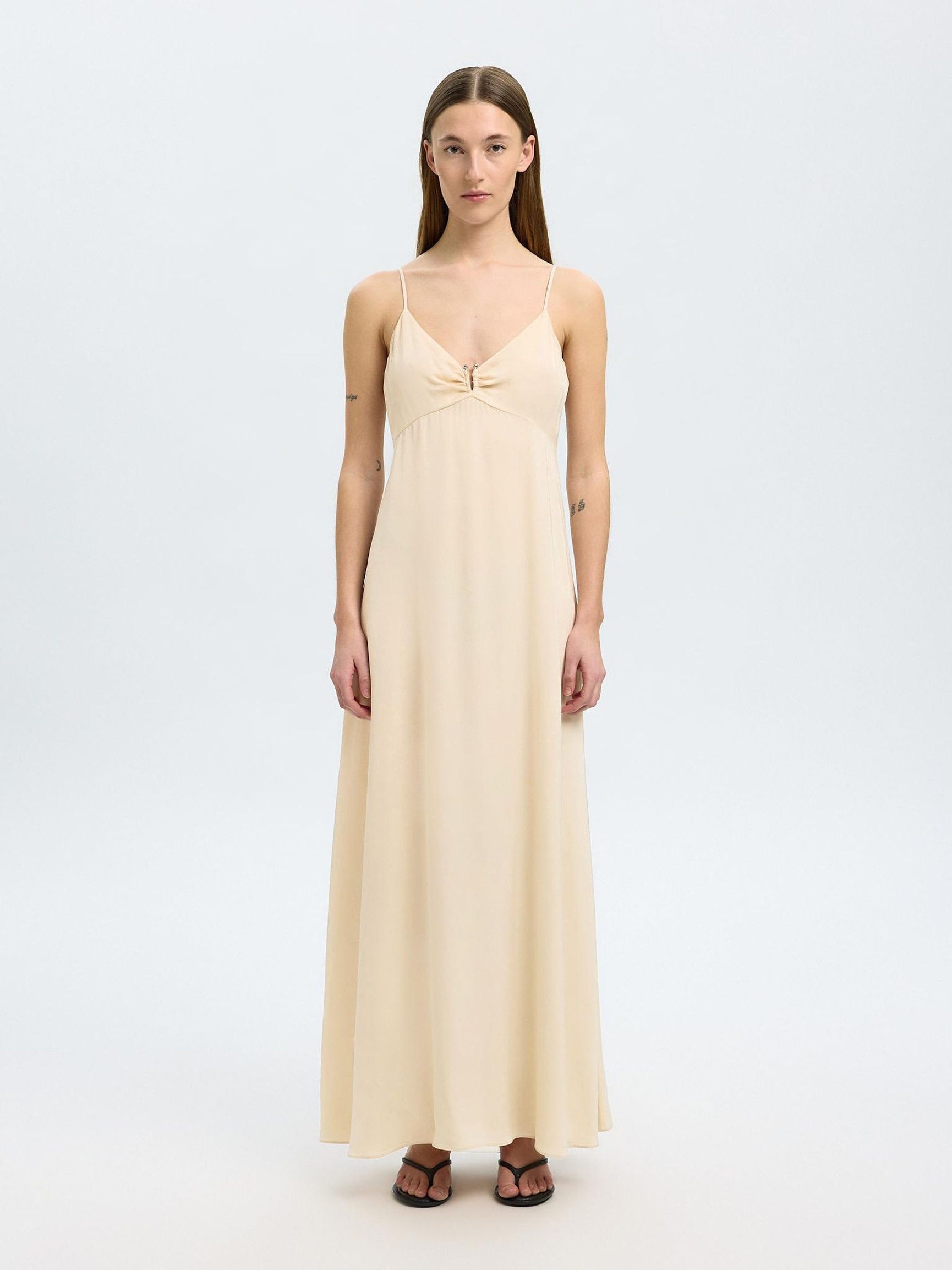 SLEEVELESS MAXI DRESS, Sandshell, highres
