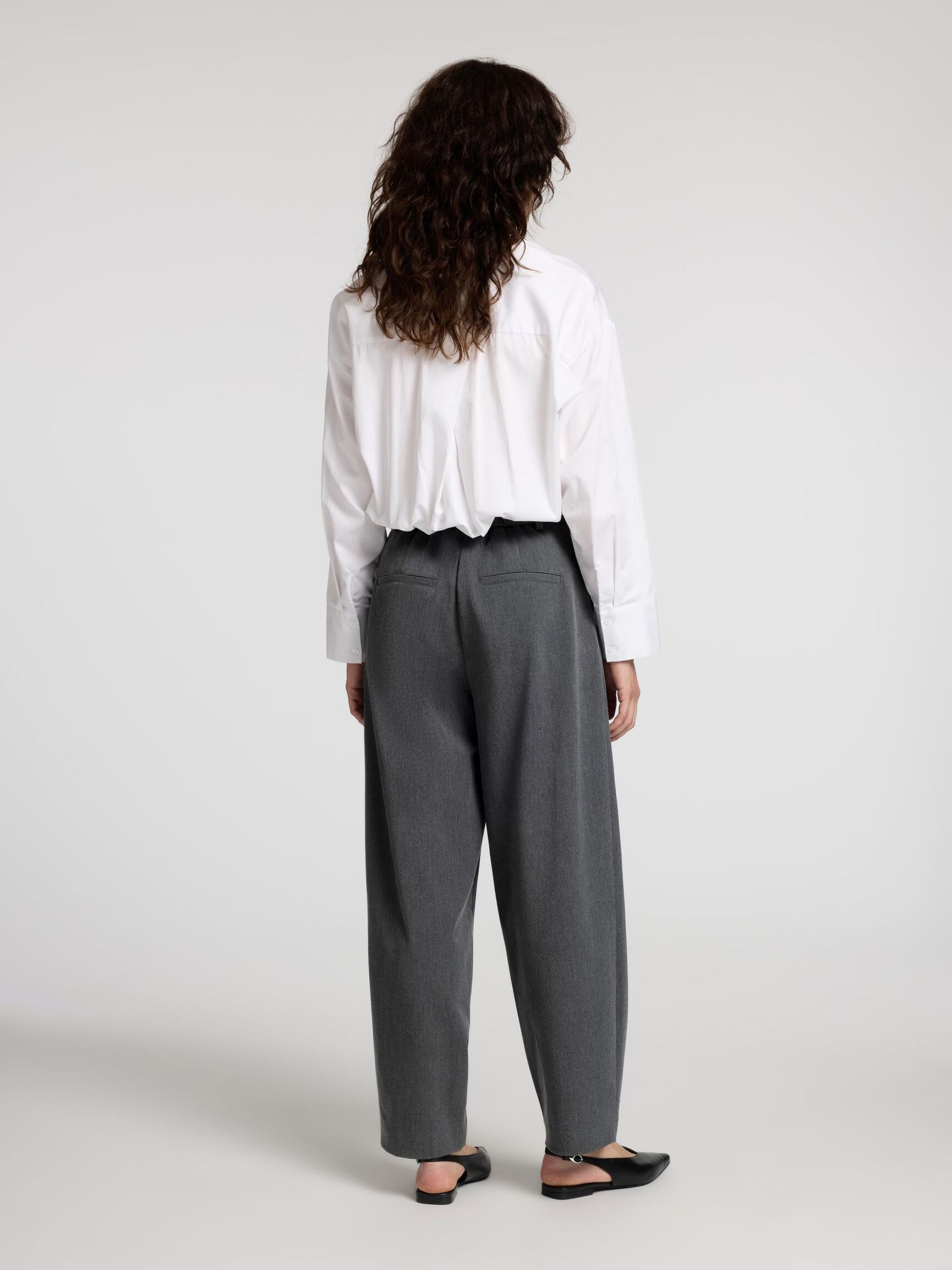 TAILORED BARREL FIT TROUSERS, Dark Grey, highres