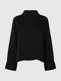 BLUZKA Z DŁUGIM RĘKAWEM, Black, highres