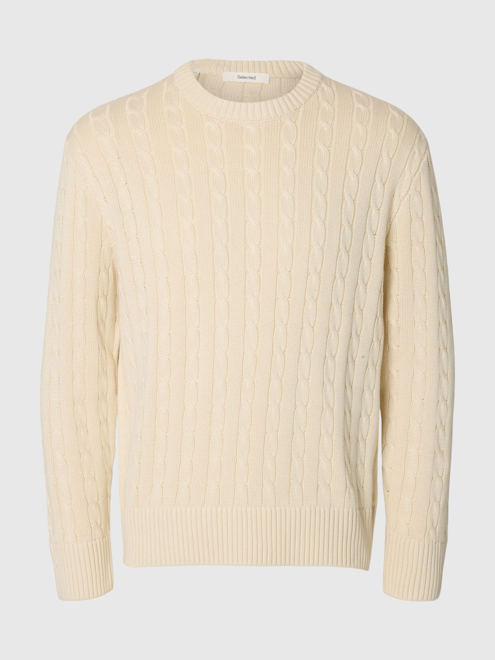 CABLE KNIT PULLOVER, Birch, highres