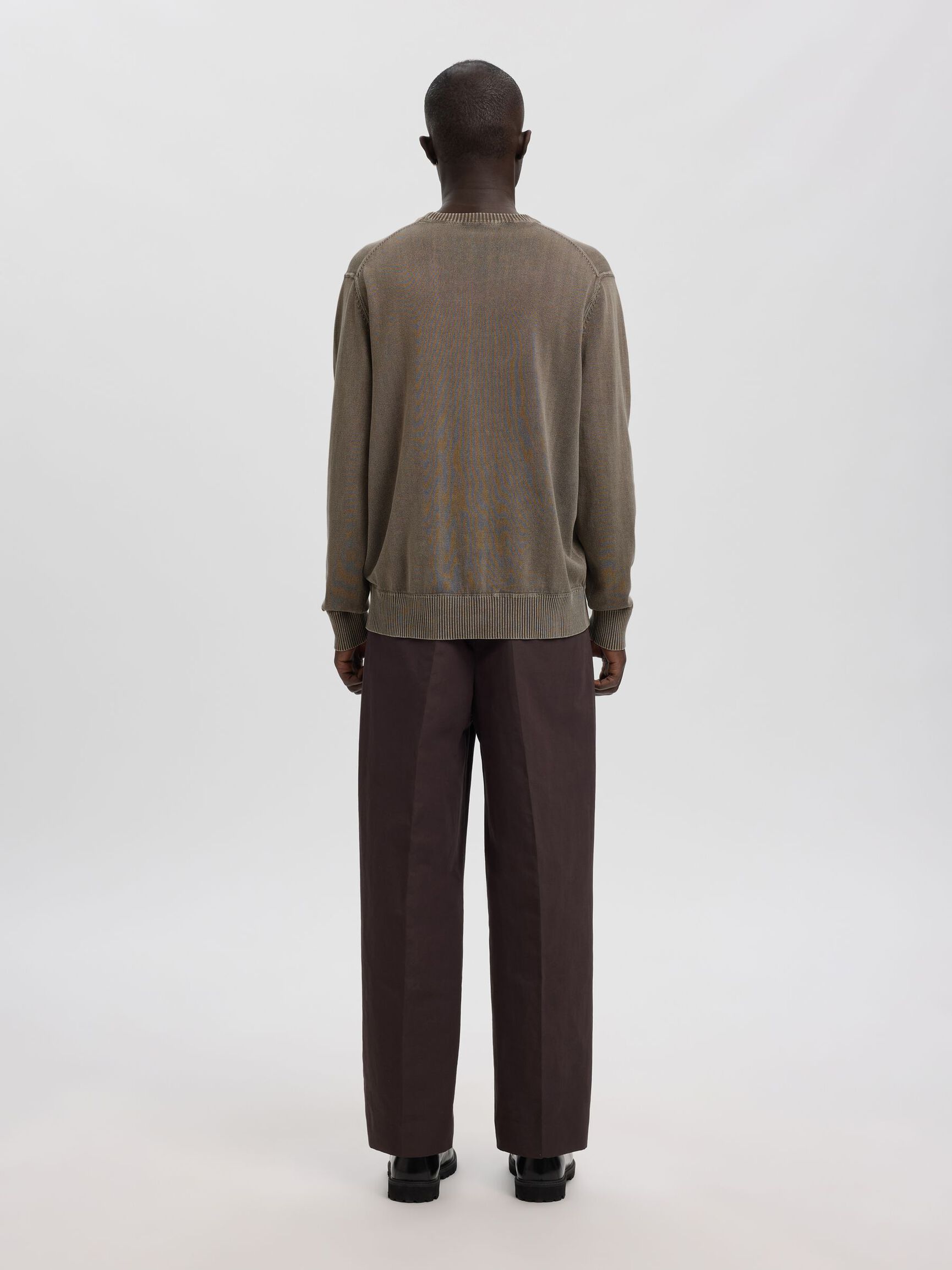 COTTON CREWNECK JUMPER, Dark Grey, highres