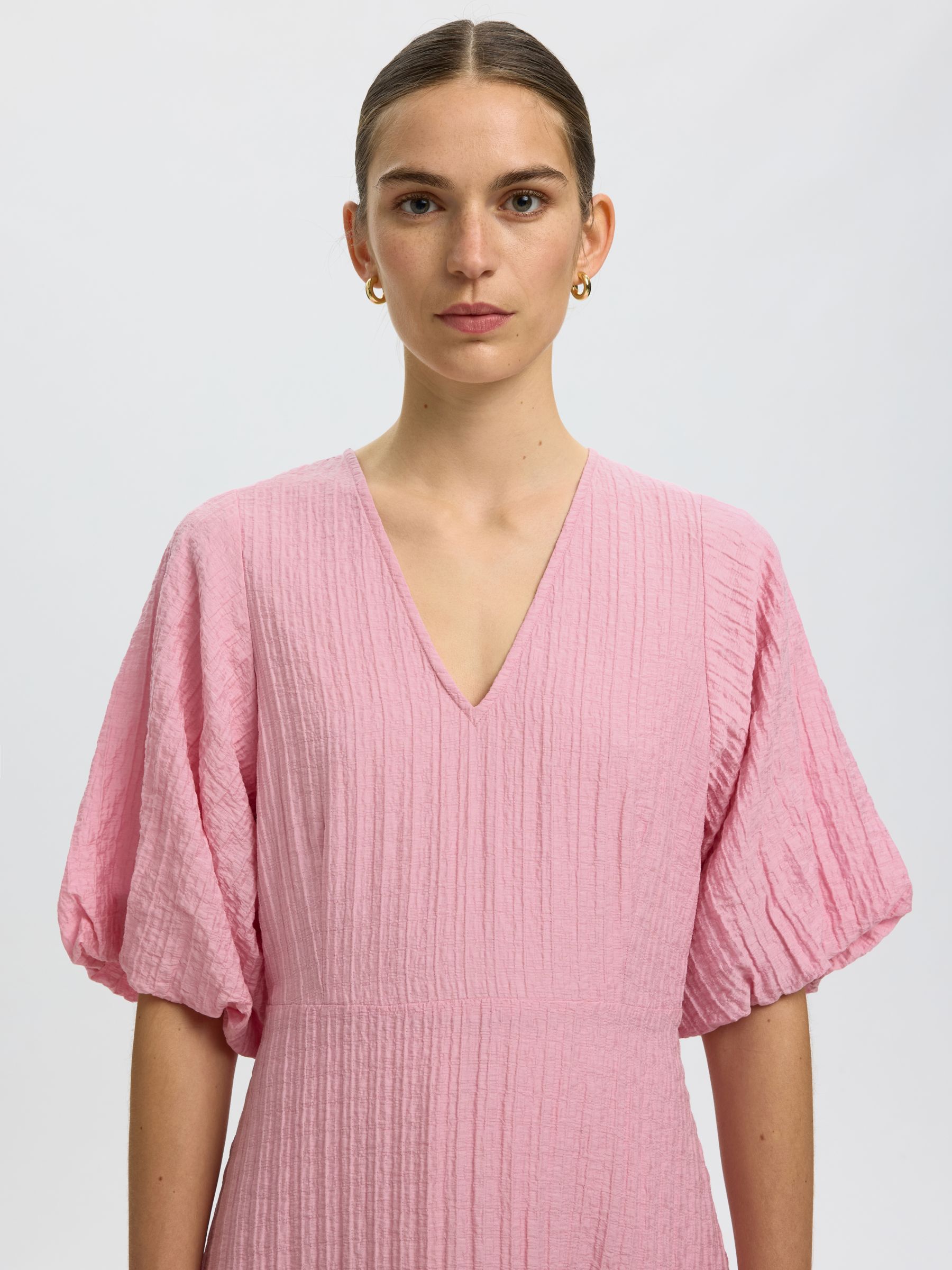 BALLOON SLEEVE MAXI DRESS, Bleached Mauve, highres