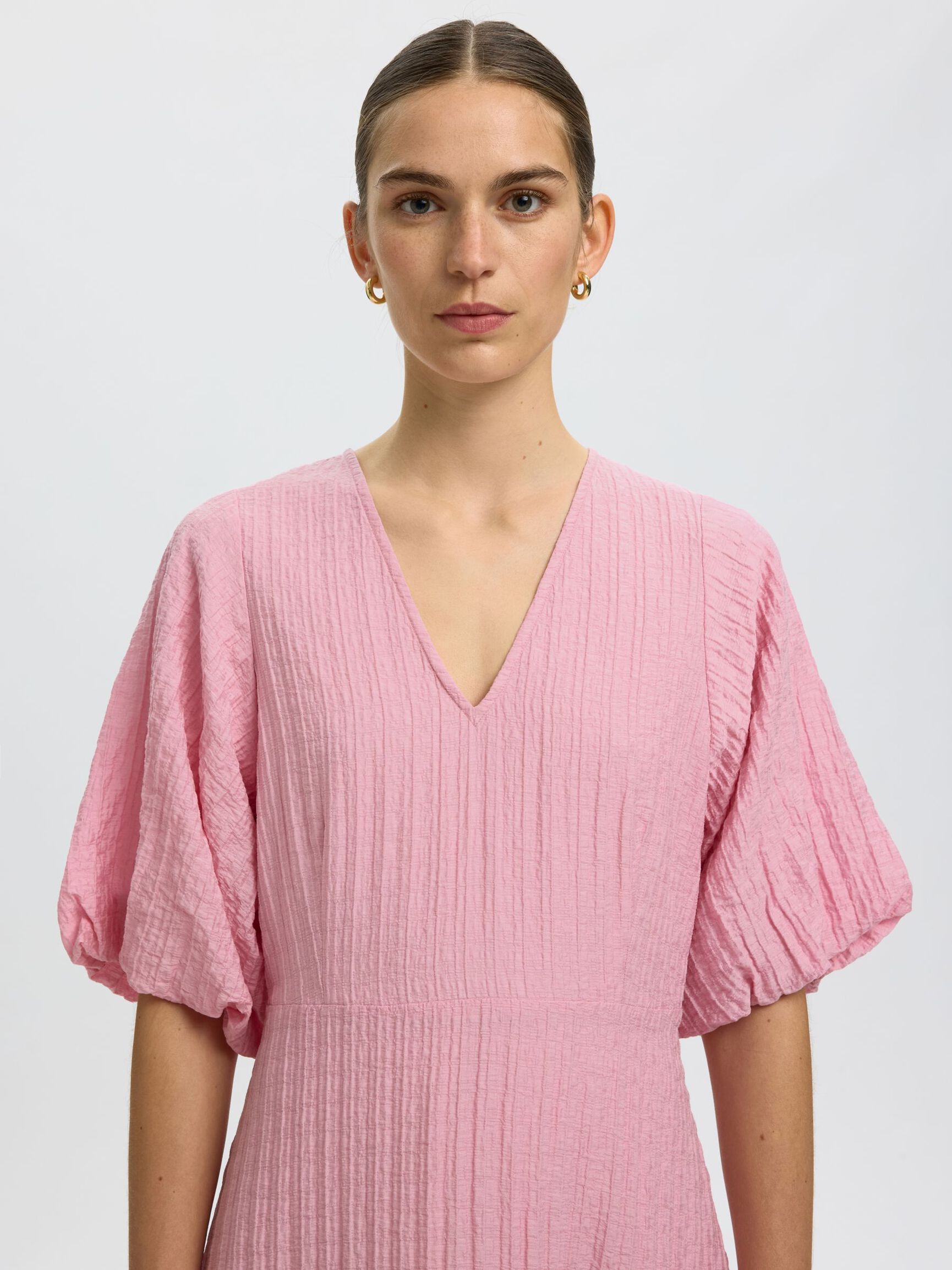 BALLOON SLEEVE MAXI DRESS, Bleached Mauve, highres