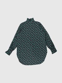 RUFFLE DETAIL LONG SLEEVED SHIRT, Black, highres