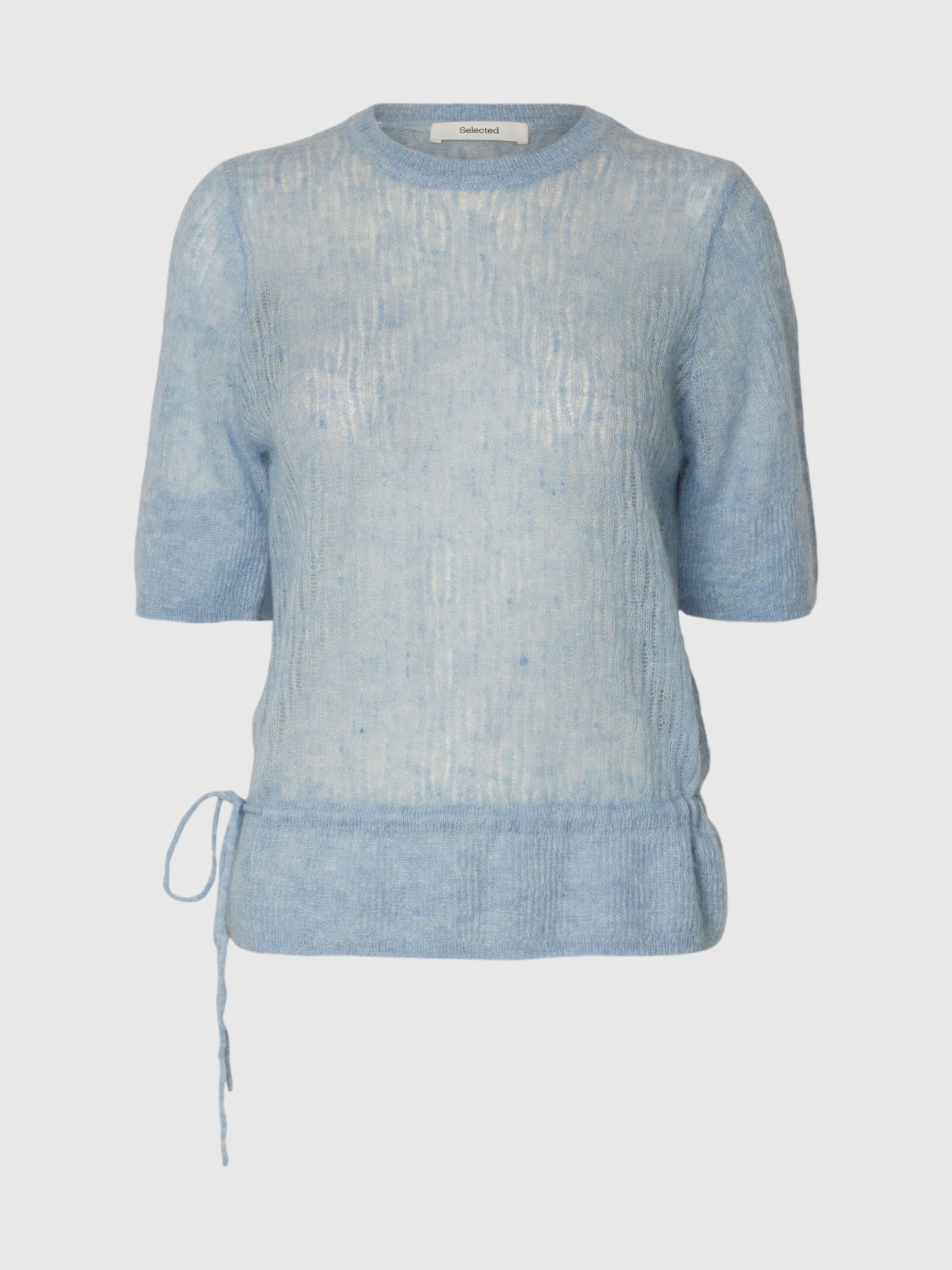 MOHAIR BLEND KNITTED TOP, Dusty Blue, highres