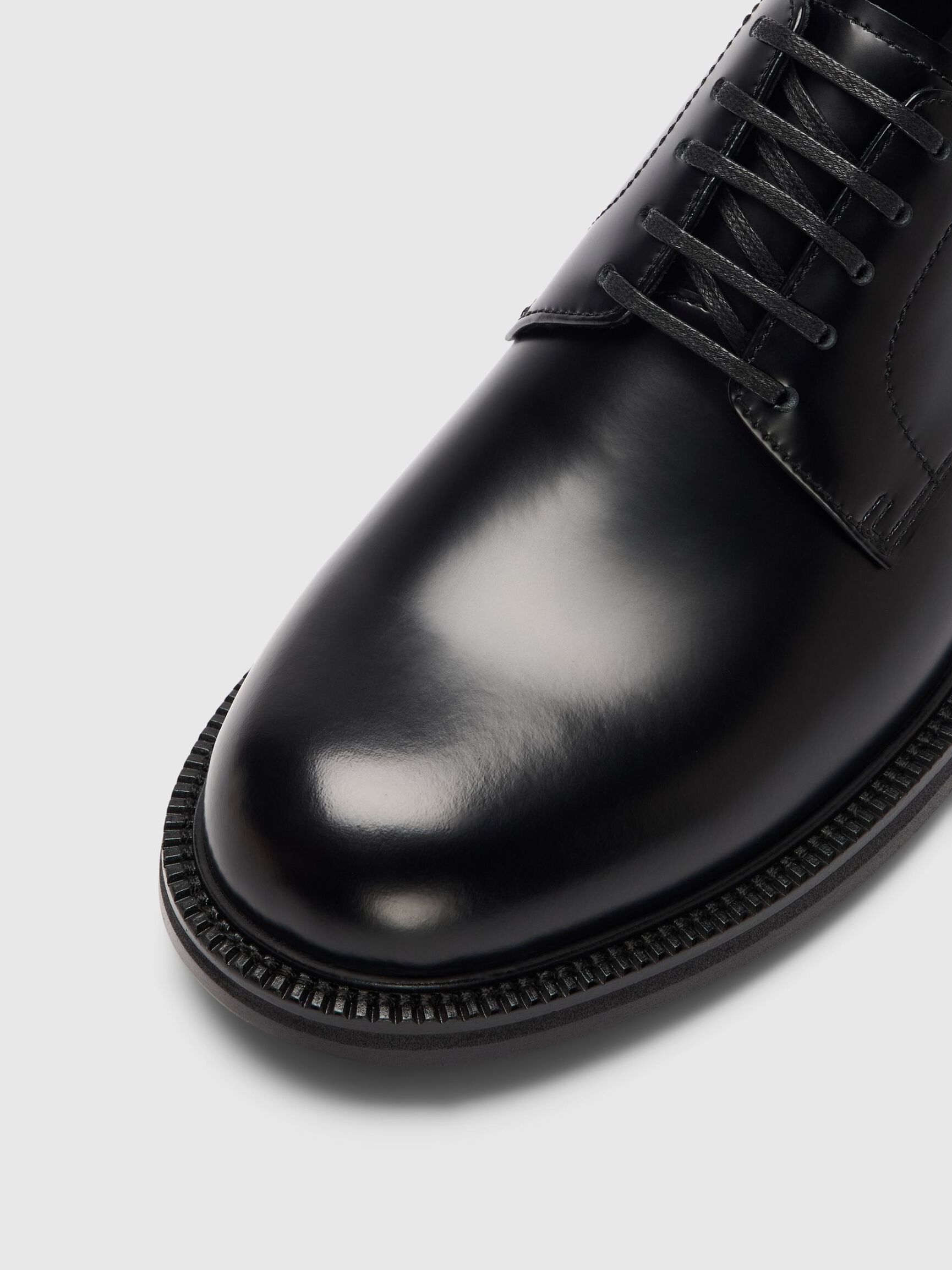 LEATHER DERBY SHOES, Black, highres