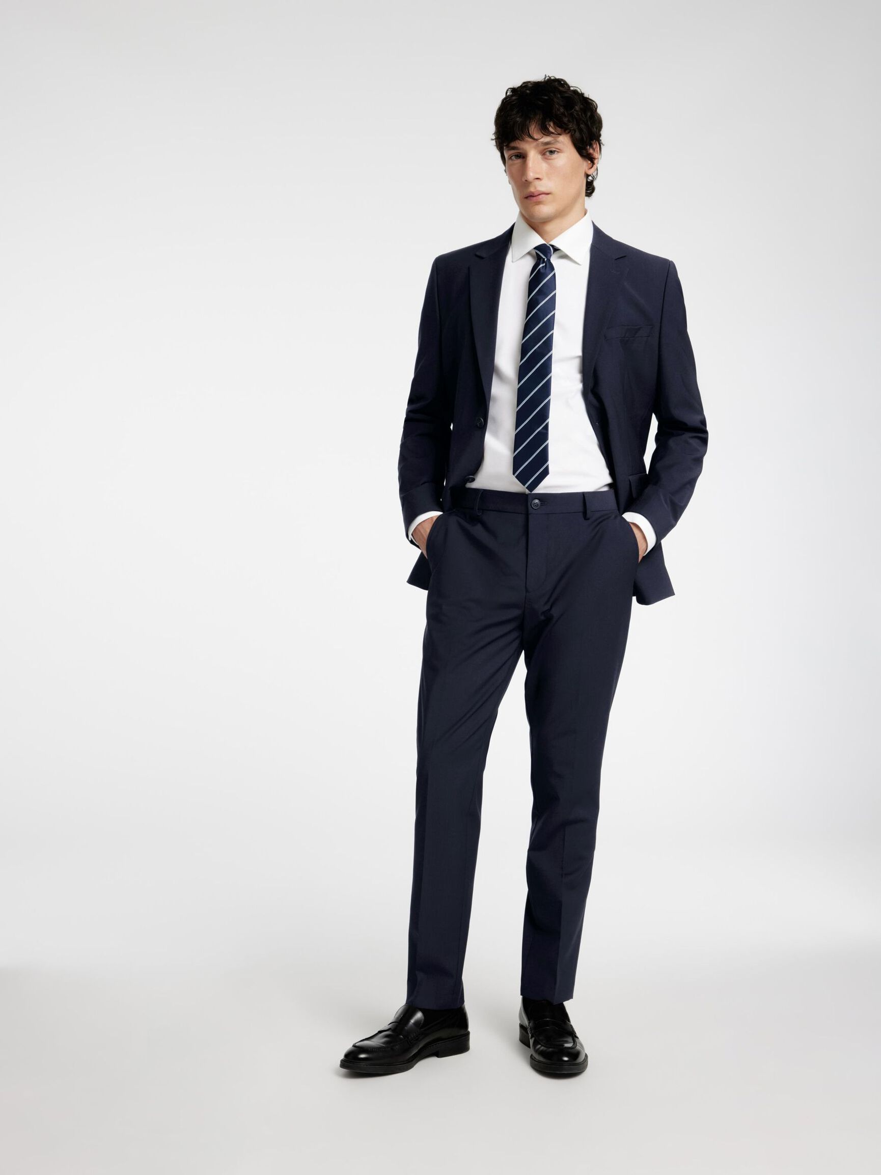SLIM FIT WOOL BLEND SUIT TROUSERS, Sky Captain, highres