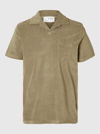 BOMULLSBLANDING KORTERMET POLOSKJORTE, Vetiver, highres