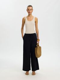 RIBBED COTTON TANK TOP, Oatmeal, highres