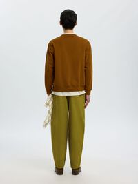 LINEN BLEND BARREL FIT TROUSERS, Fir Green, highres