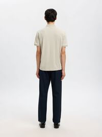ZIPPER POLO SHIRT, Oatmeal, highres