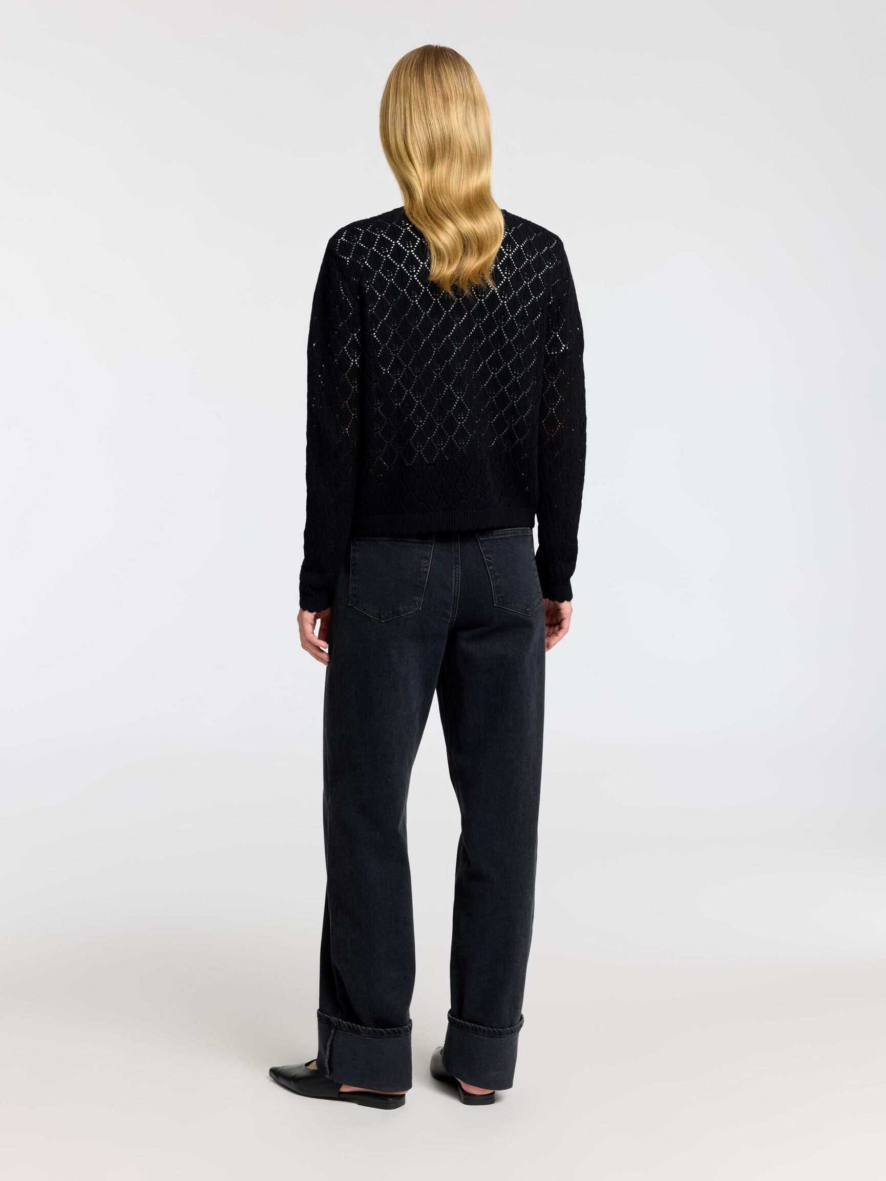 STRUCTURED FIT STRICKJACKE, Black, highres