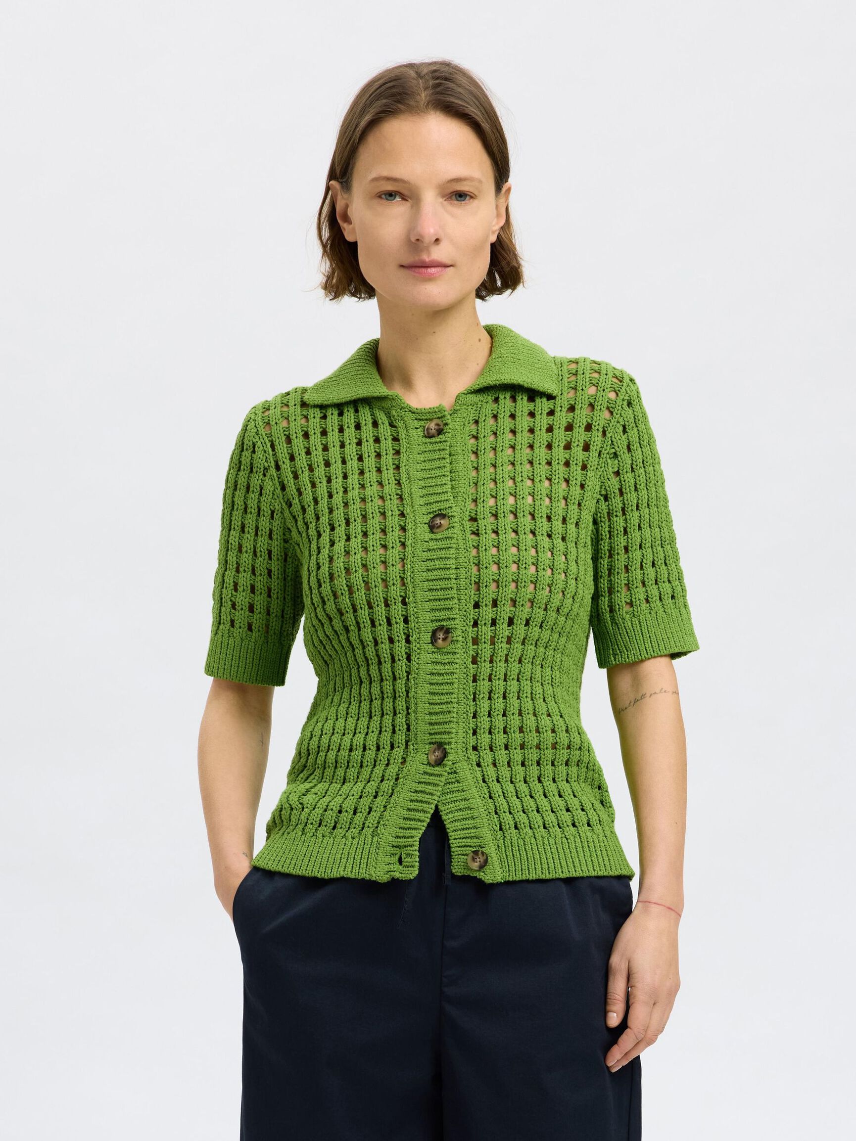 HÆKLET STIL STRIKKET CARDIGAN, Spindle Tree, highres