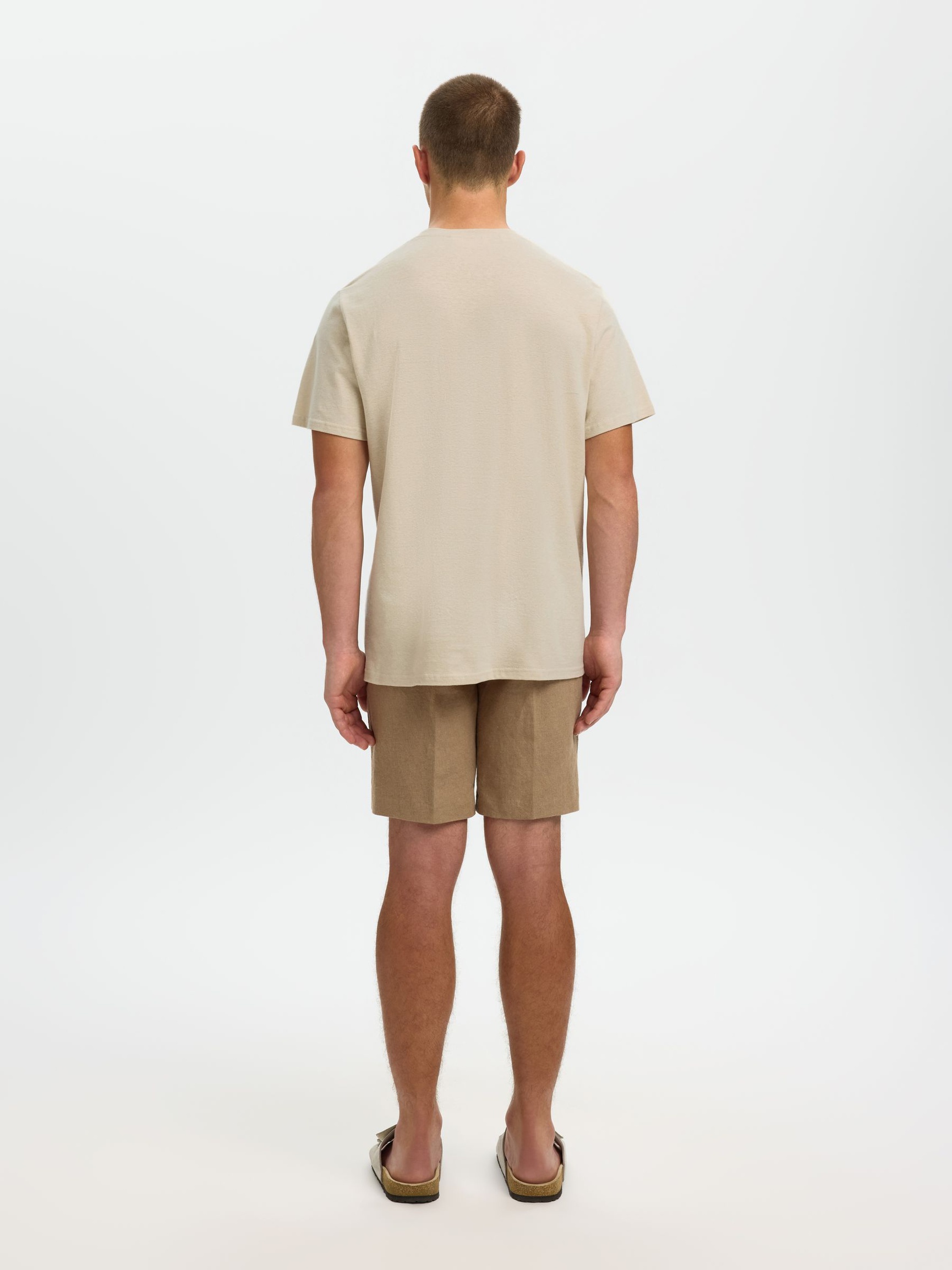 LINEN BLEND T-SHIRT, Oatmeal, highres