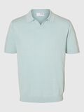 Selected SHORT SLEEVED KNITTED POLO SHIRT, Winter Sky, highres - 16096197_WinterSky_1168012_001.jpg