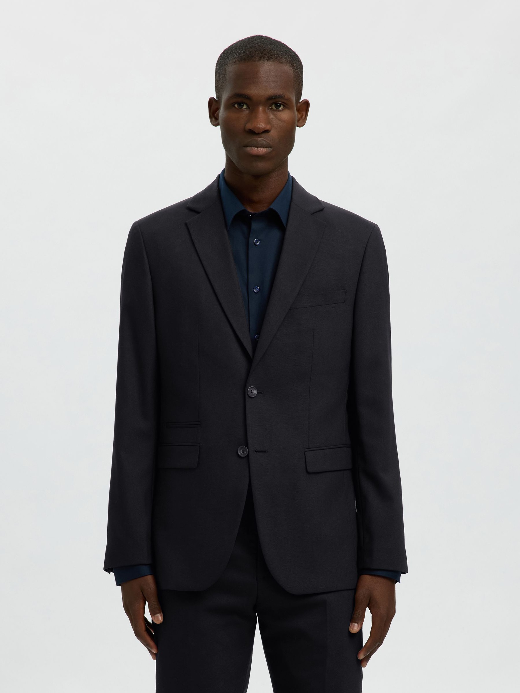 GEWEBTER WOLLGEMISCH BLAZER, Black, highres