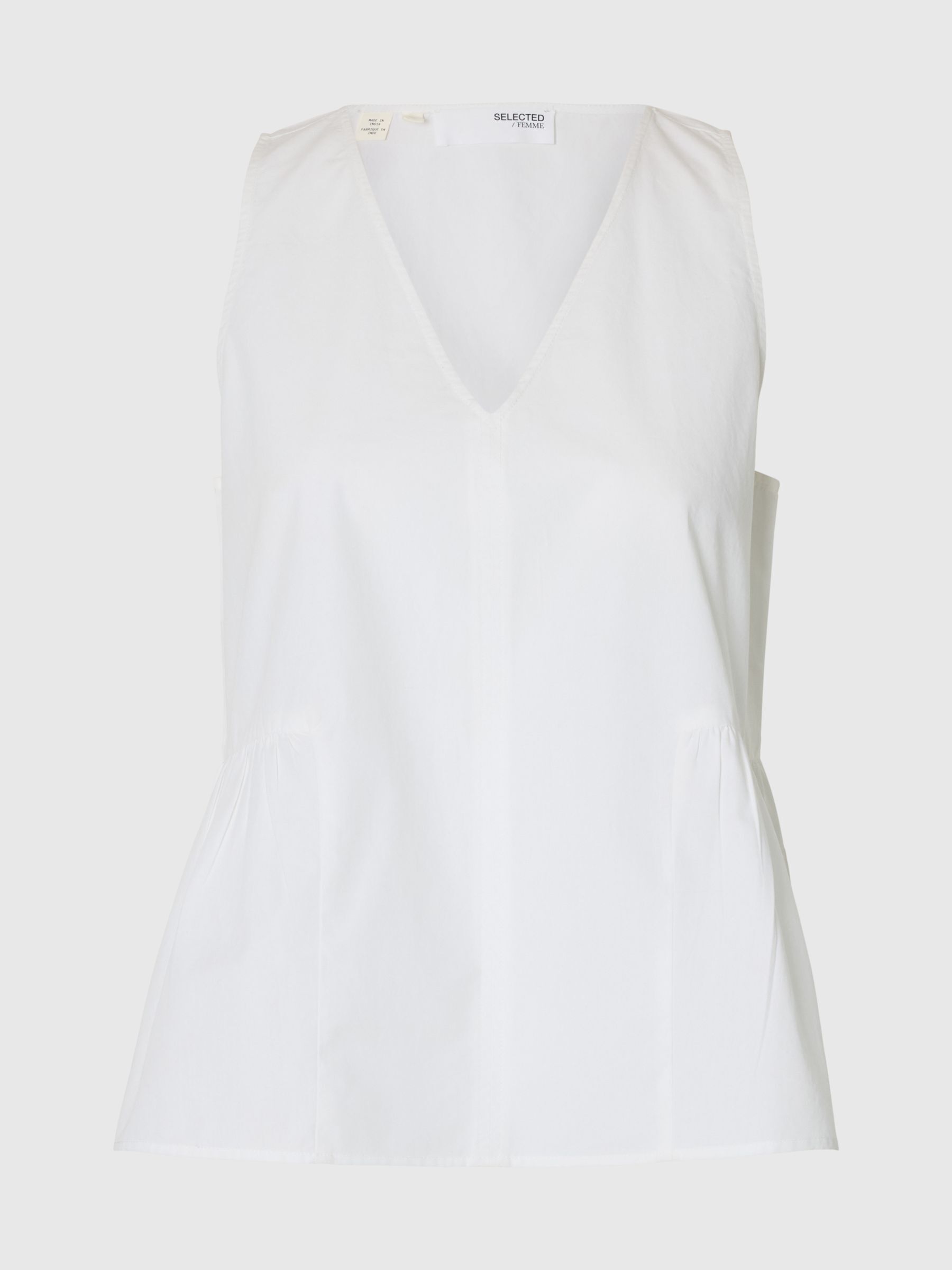 SLEEVELESS V-NECK BLOUSE, Bright White, highres