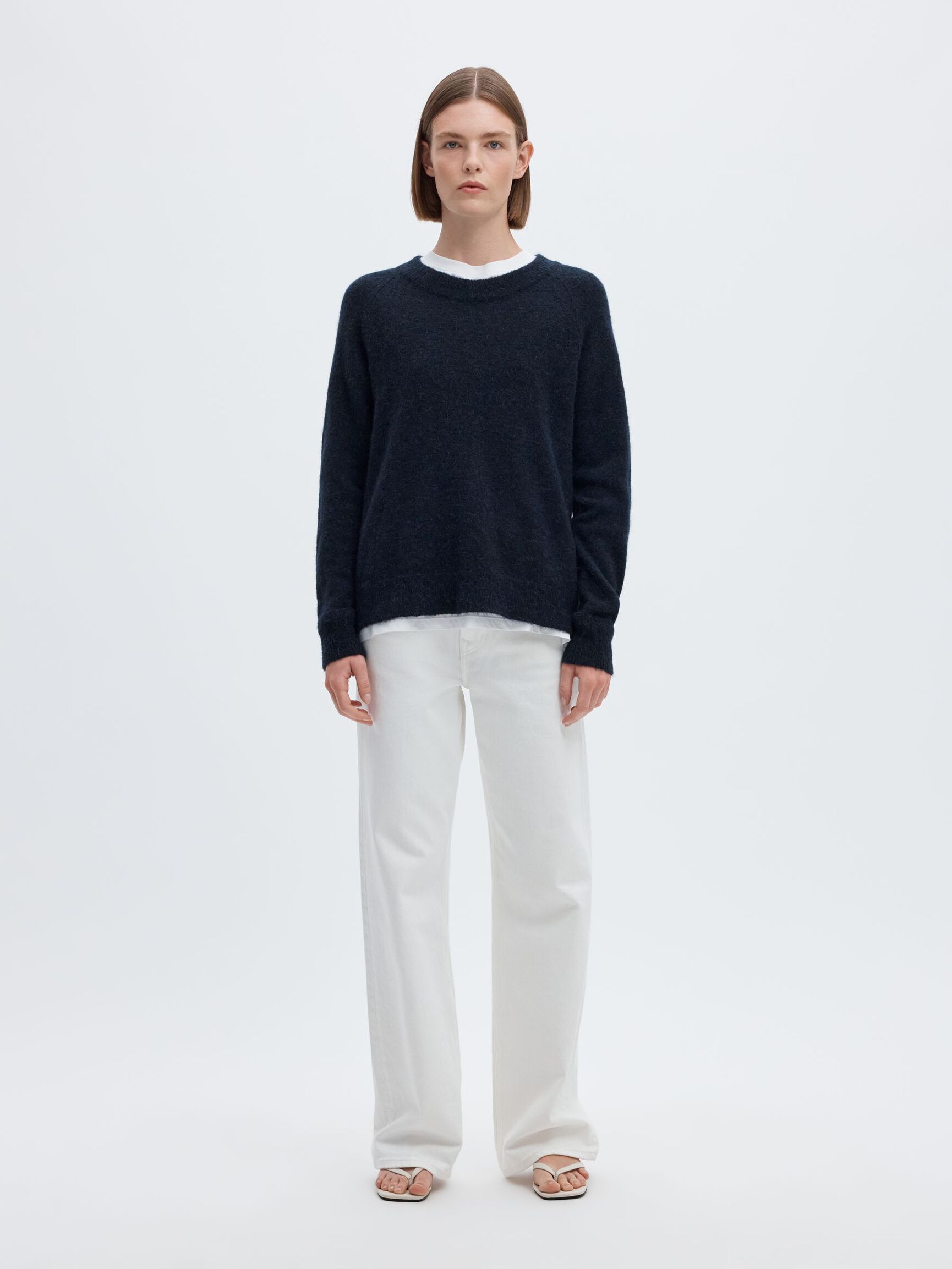 WOOL BLEND JUMPER, Dark Sapphire, highres