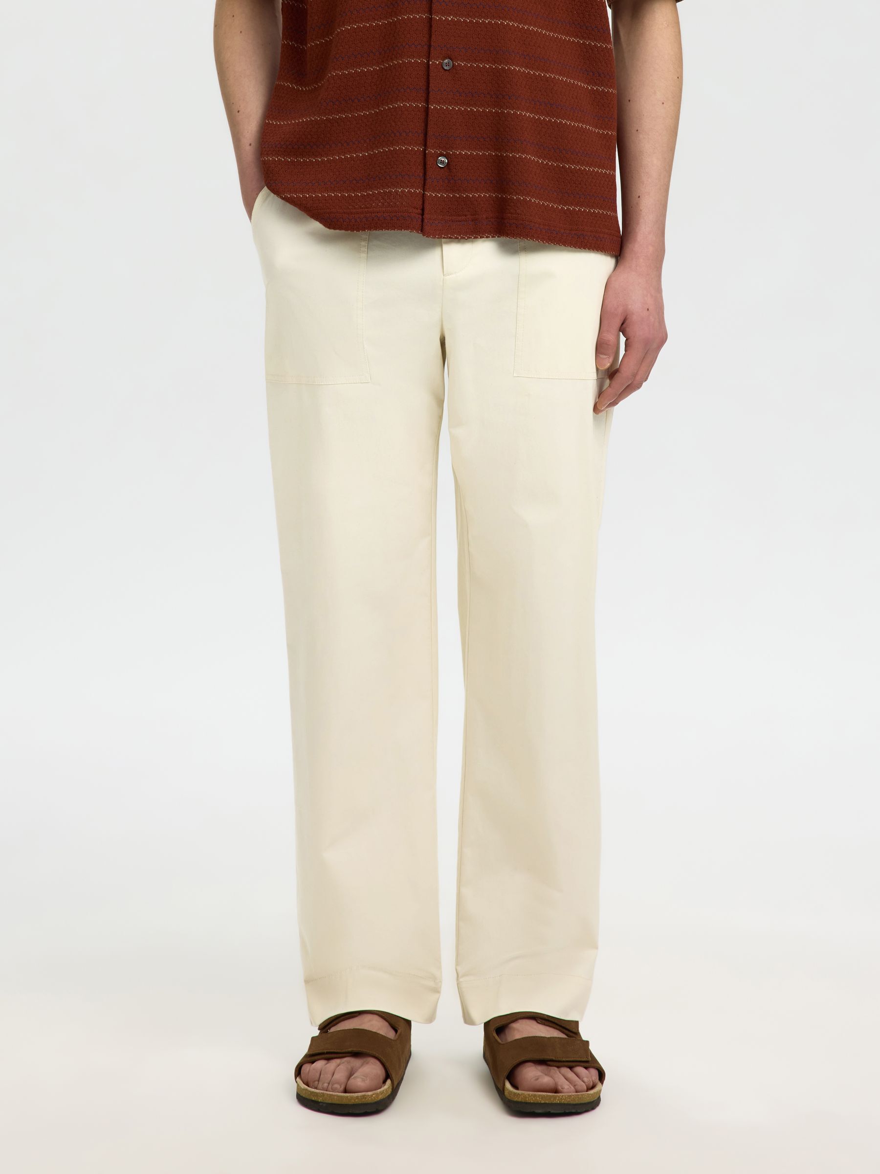 COTTON LOOSE FIT TROUSERS, Birch, highres