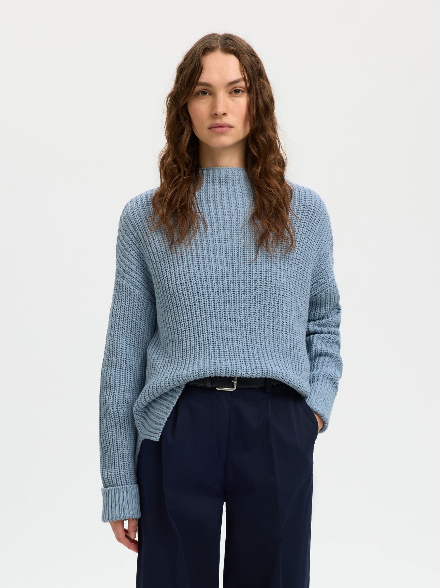 OVERSIZED PULLOVER, Dusty Blue, highres