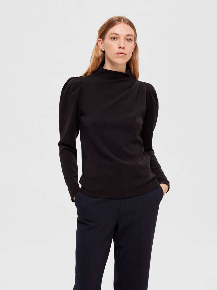 Selected DRAPED TOP, Black, highres - 16088133_Black_003.jpg