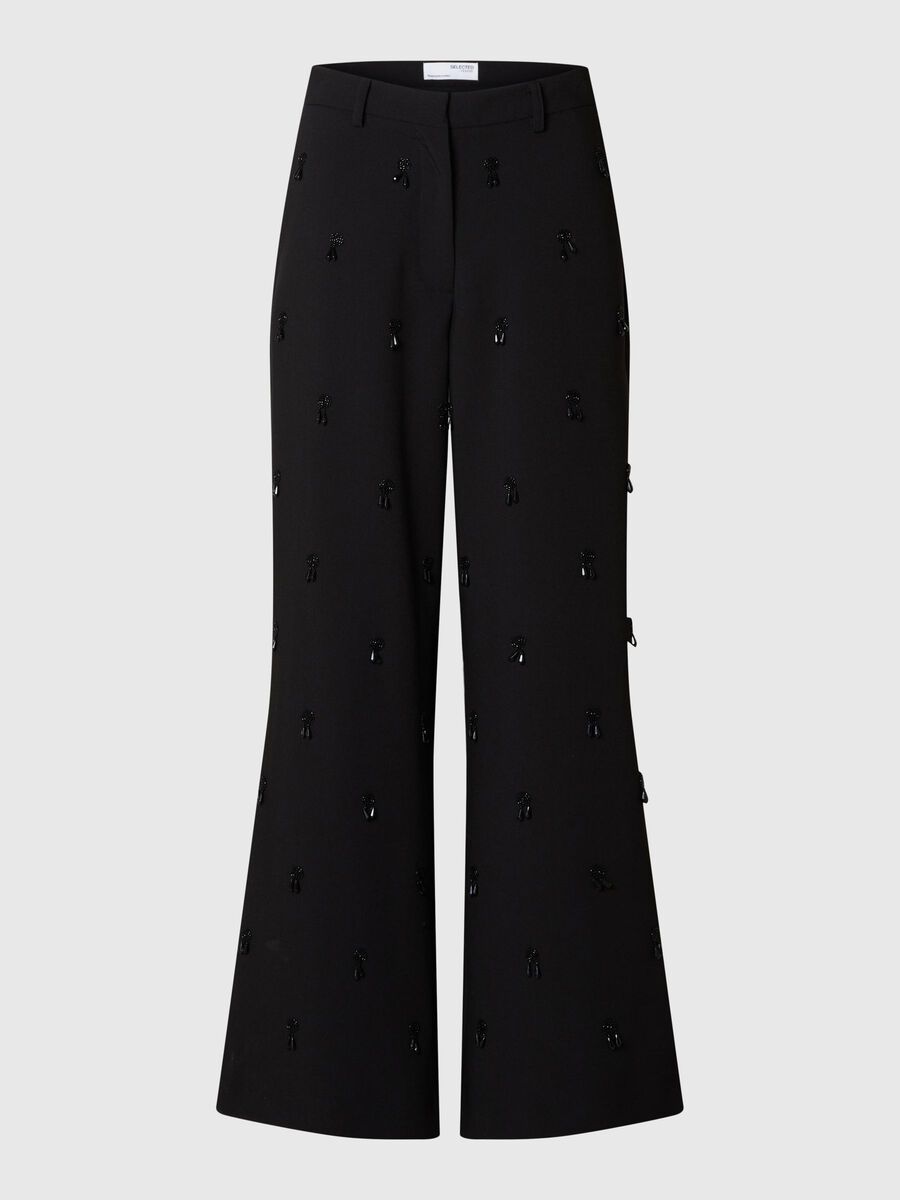 Selected VERZIERTE HOSE MIT WEITEM BEIN, Black, highres - 16095692_Black_001.jpg