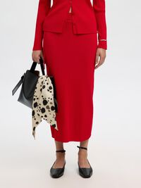VISCOSE BLEND MIDI SKIRT, Equestrian Red, highres