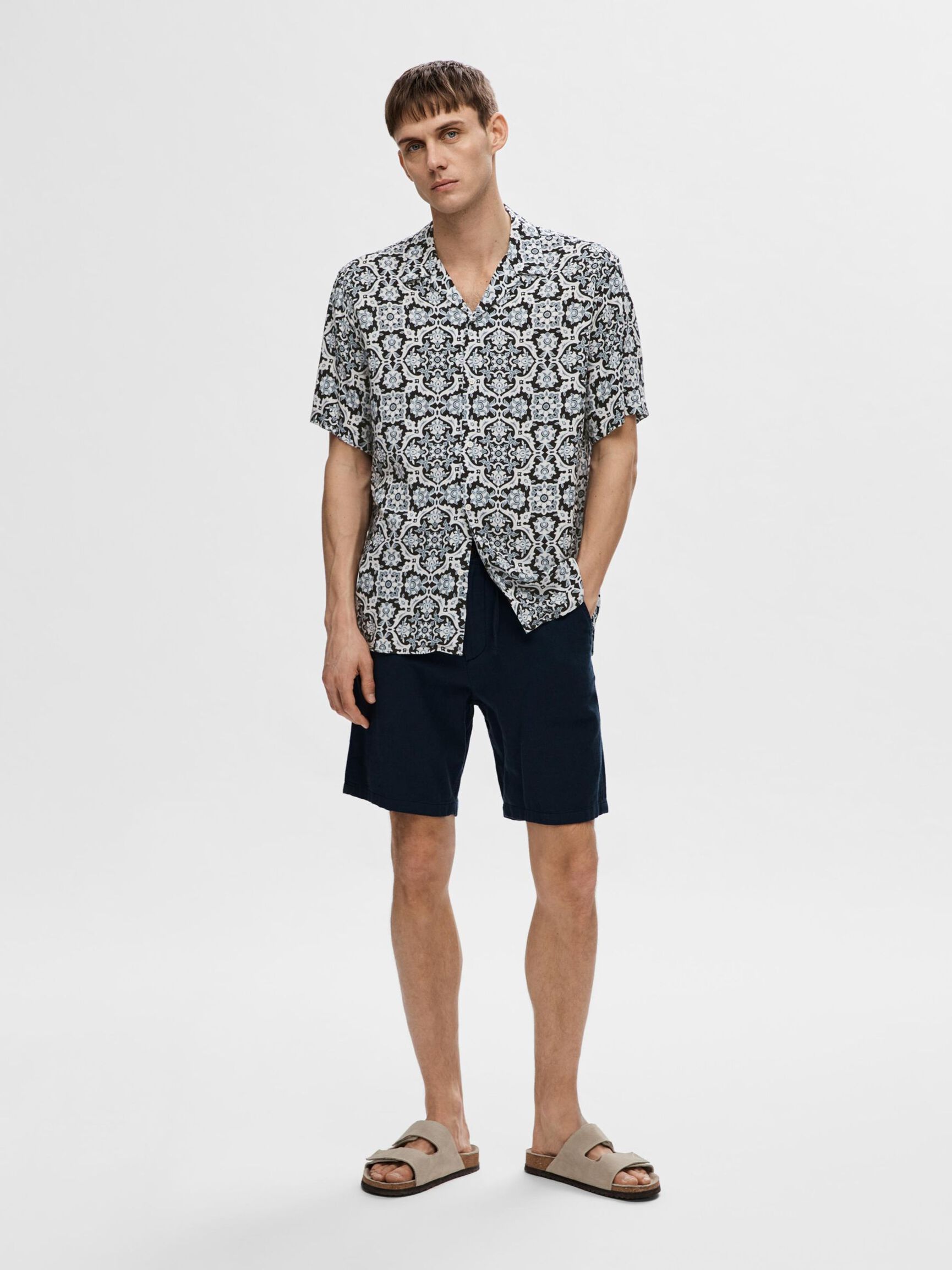 PATTERNED SHORT SLEEVED SHIRT, Cashmere Blue, highres