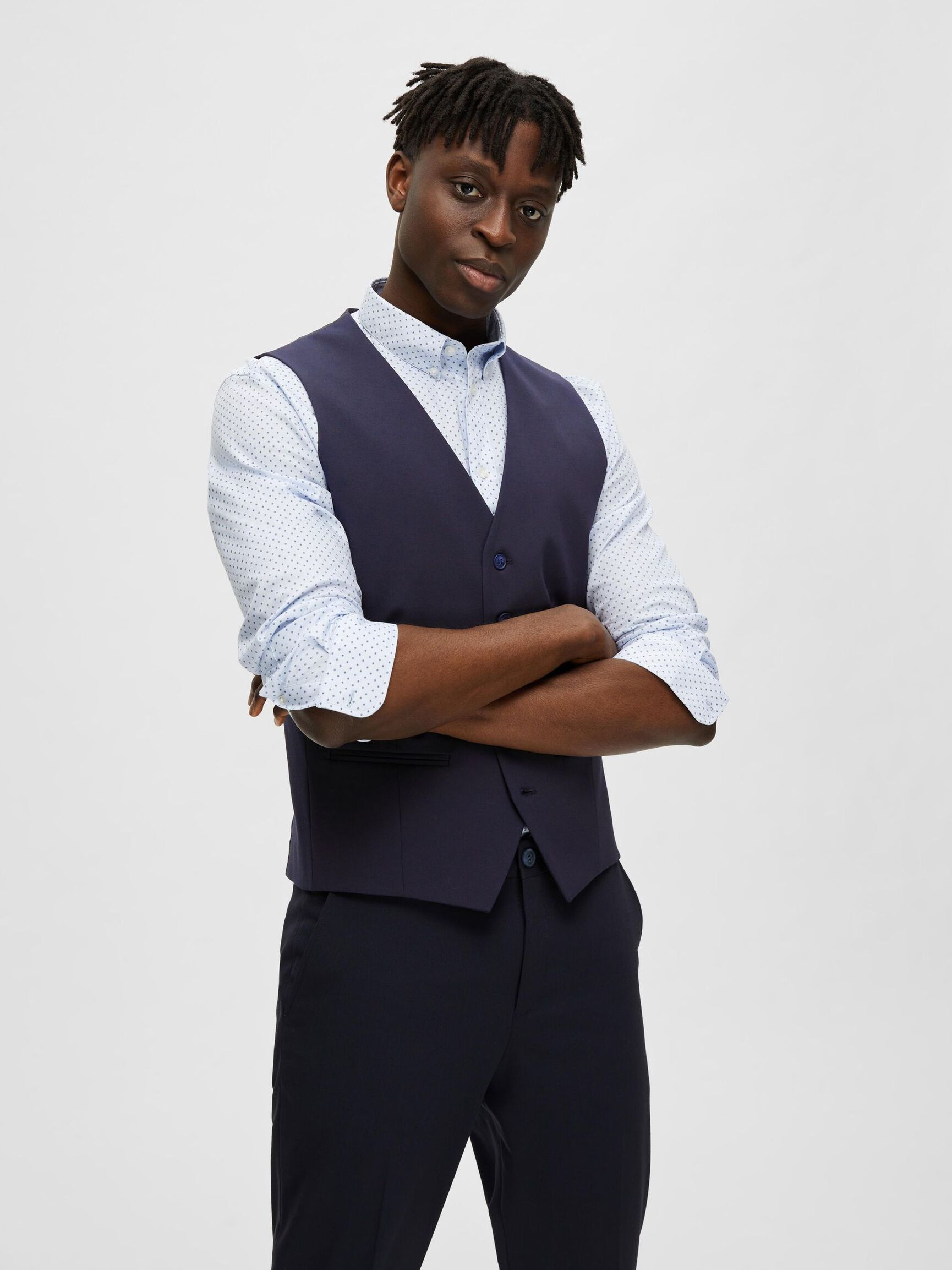 VISCOSE BLEND SLIM FIT  WAISTCOAT, Navy Blazer, highres