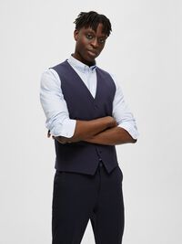 COUPE SLIM EN VISCOSE MÉLANGÉE GILET, Navy Blazer, highres