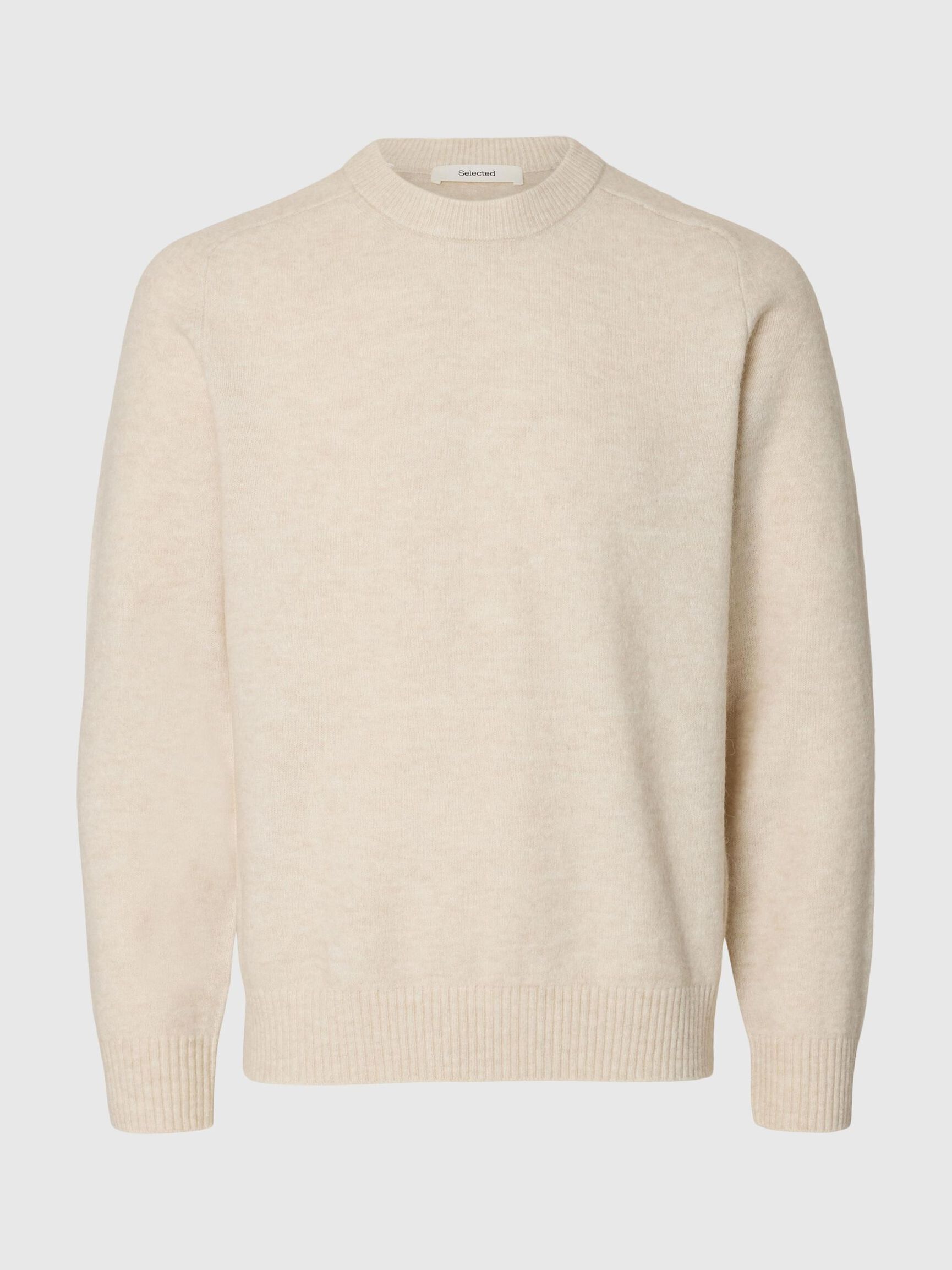 LANGÄRMELIGER STRICKPULLOVER, Oatmeal, highres