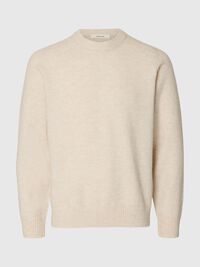 LANGÄRMELIGER STRICKPULLOVER, Oatmeal, highres