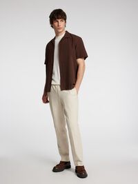 MEZCLA DE LINO PANTALONES DE TRAJE, Oatmeal, highres