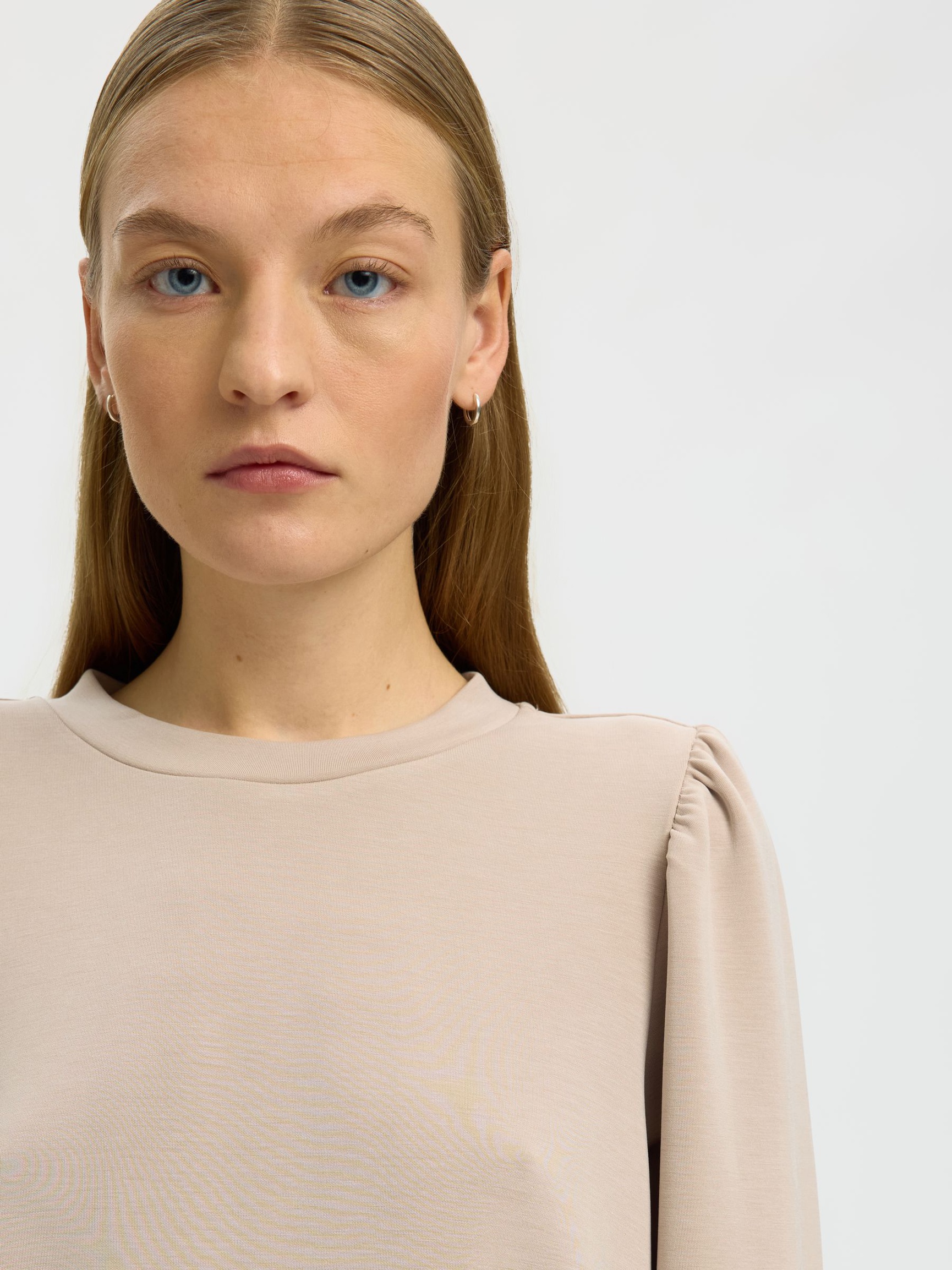 PUFF SLEEVE SWEATSHIRT, Pure Cashmere, highres