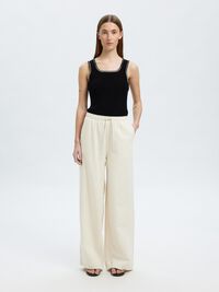 SLEEVELESS KNITTED TOP, Black, highres