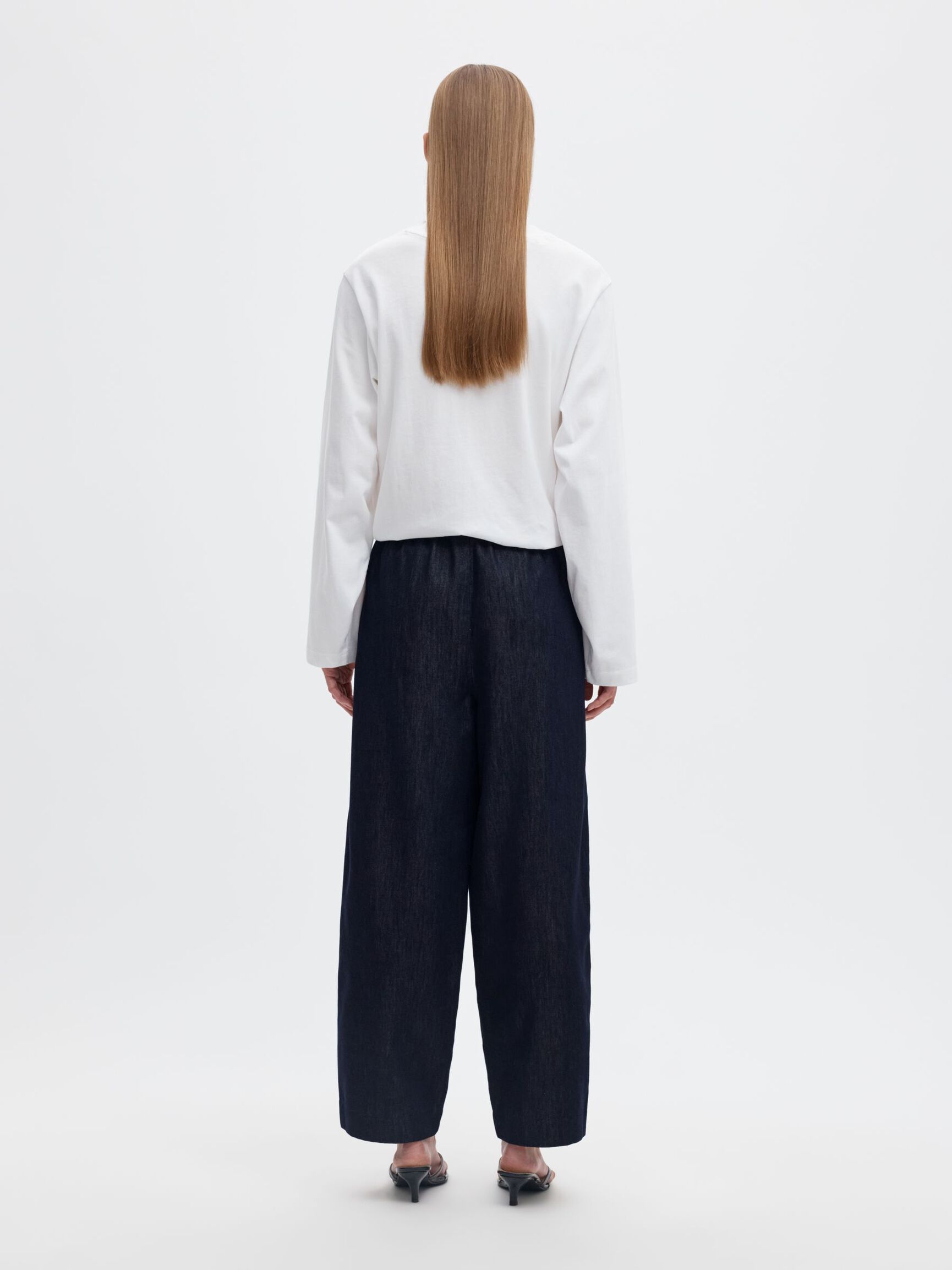 MID-WAIST BARREL FIT HOSEN, Dark Blue Denim, highres