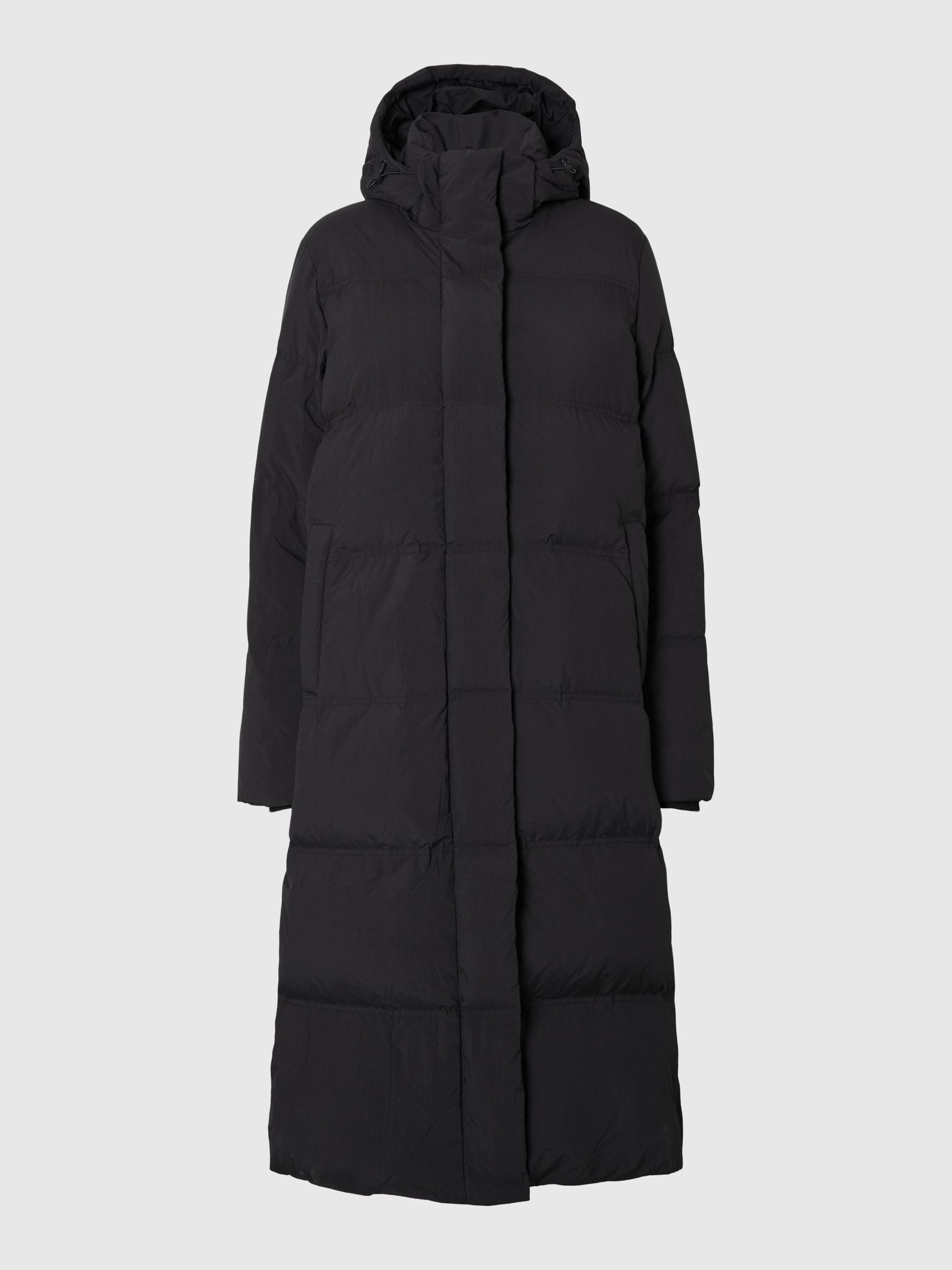 LANG PUFFER-KÅPE, Black, highres