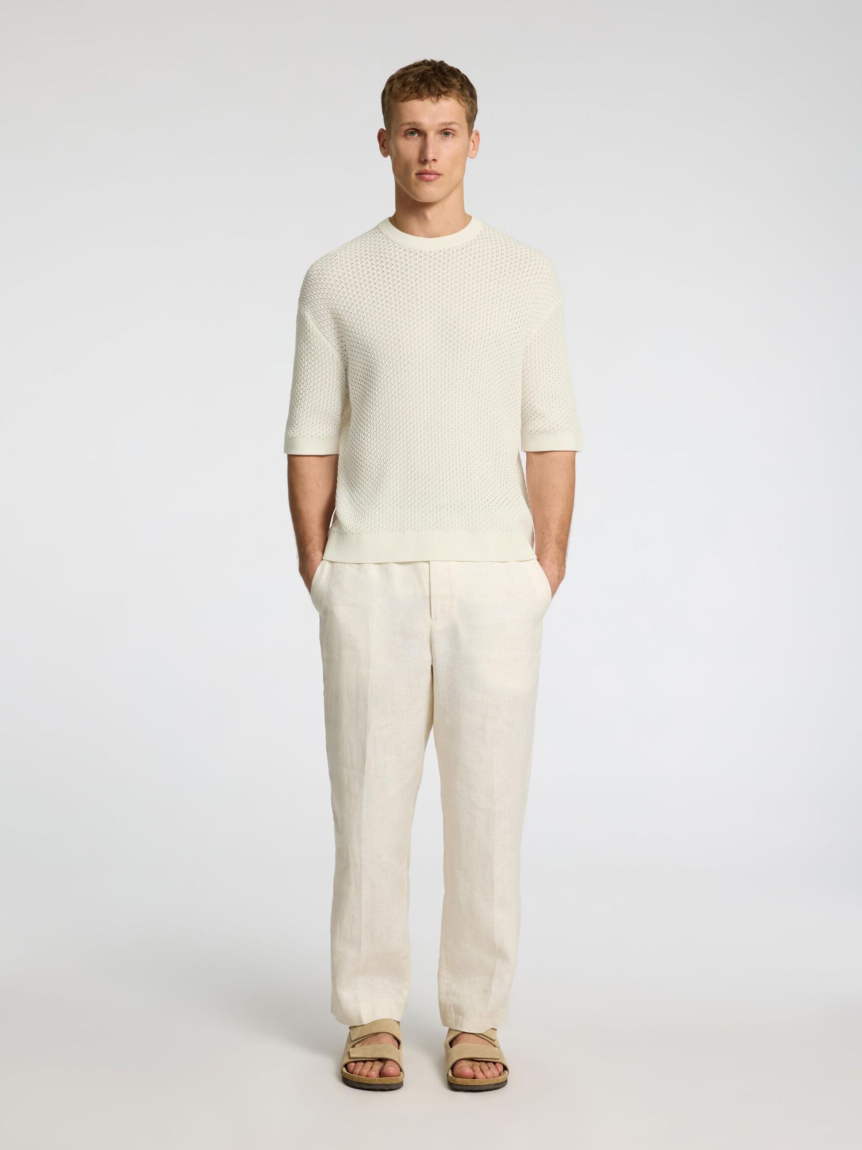 KNITTED T-SHIRT, Egret, highres