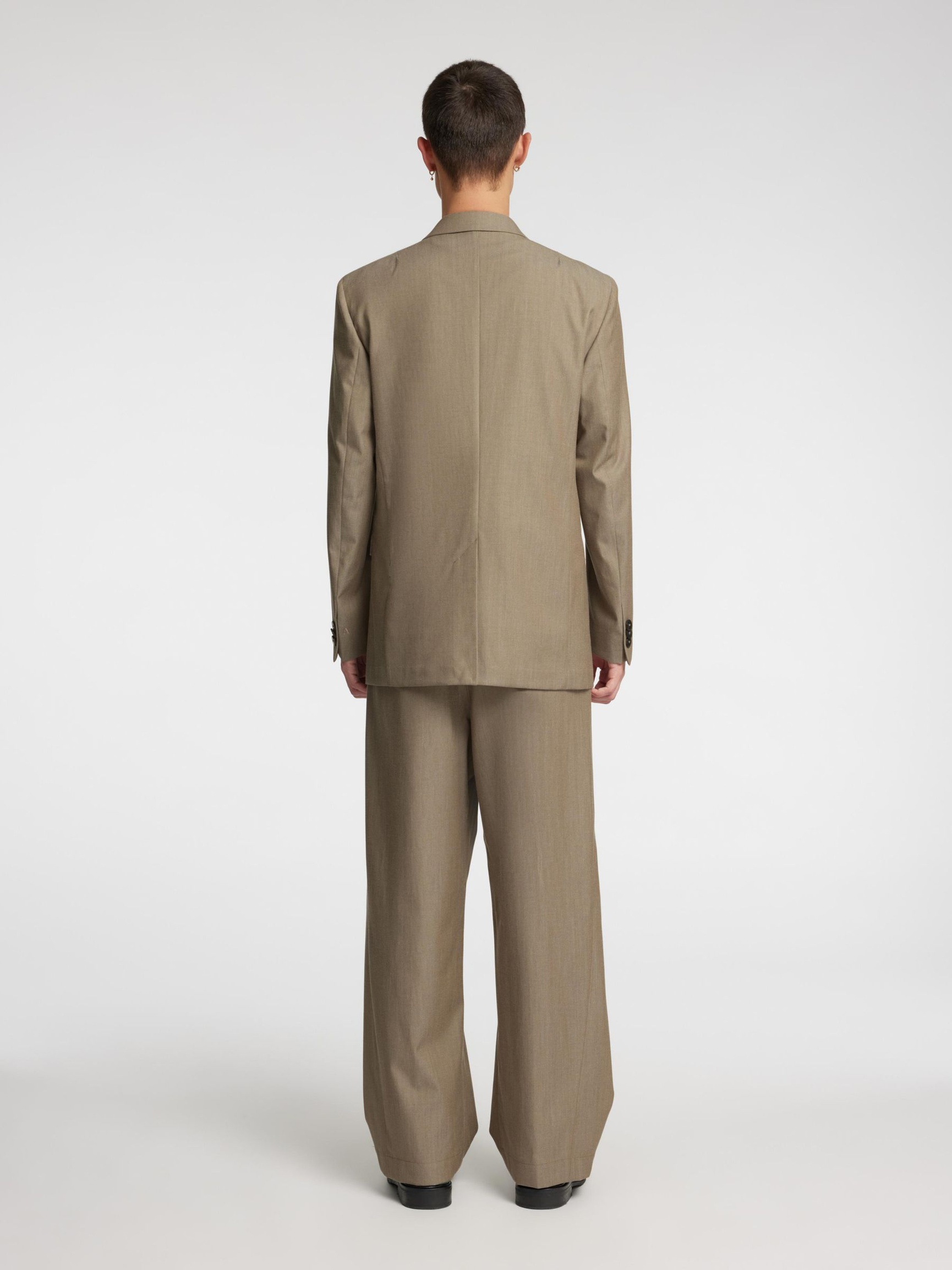WOOL BLEND DOUBLE-BREASTED BLAZER, Brindle, highres