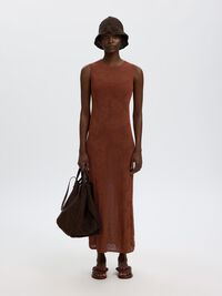 SLEEVELESS COTTON MAXI DRESS, Cherry Mahogany, highres