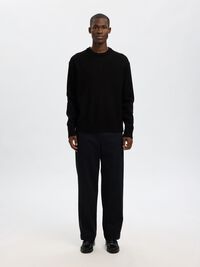 100% WOOL KNITTED JUMPER, Black, highres
